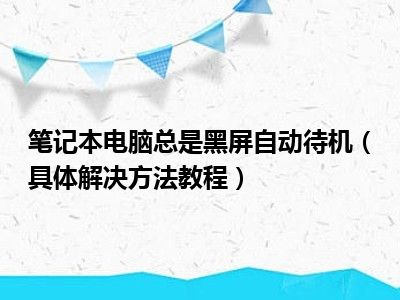 笔记本电脑总是黑屏自动待机（具体解决方法教程）