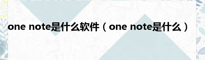 one note是什么软件（one note是什么）