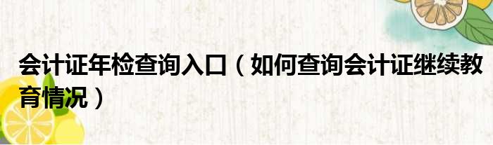 会计证年检查询入口（如何查询会计证继续教育情况）