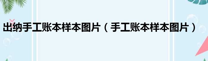 出纳手工账本样本图片（手工账本样本图片）