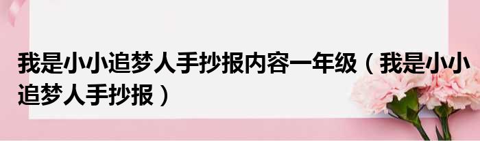 我是小小追梦人手抄报内容一年级（我是小小追梦人手抄报）