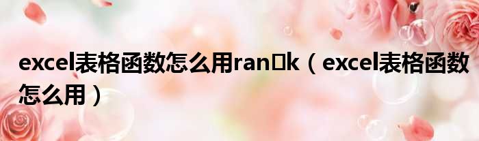 excel表格函数怎么用ran k（excel表格函数怎么用）