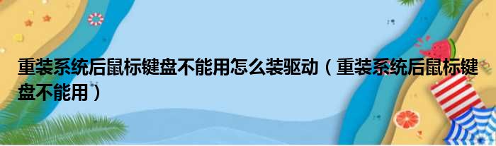 重装系统后鼠标键盘不能用怎么装驱动（重装系统后鼠标键盘不能用）