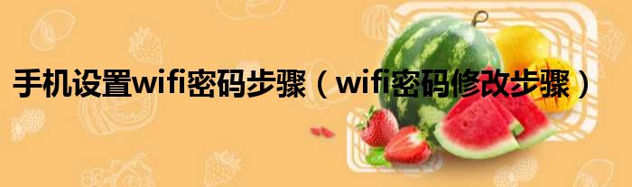 手机设置wifi密码步骤（wifi密码修改步骤）