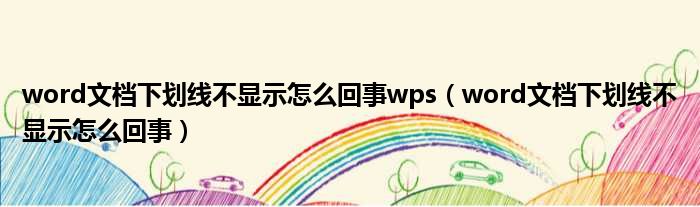 word文档下划线不显示怎么回事wps（word文档下划线不显示怎么回事）