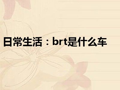 日常生活：brt是什么车