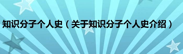  知识分子个人史（关于知识分子个人史介绍）