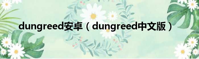 dungreed安卓（dungreed中文版）