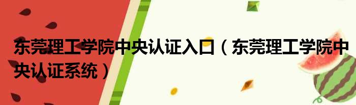 东莞理工学院中央认证入口（东莞理工学院中央认证系统）