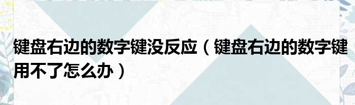 键盘右边的数字键没反应（键盘右边的数字键用不了怎么办）