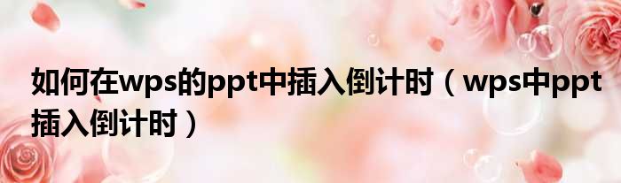 如何在wps的ppt中插入倒计时（wps中ppt插入倒计时）