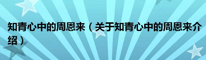  知青心中的周恩来（关于知青心中的周恩来介绍）