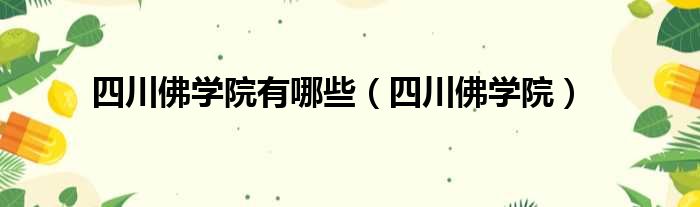 四川佛学院有哪些（四川佛学院）
