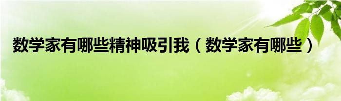 数学家有哪些精神吸引我（数学家有哪些）