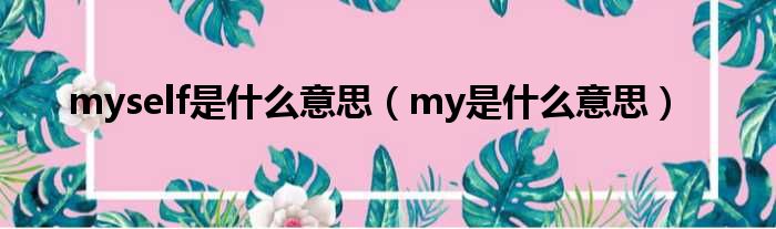 myself是什么意思（my是什么意思）