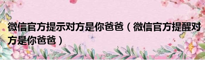 微信官方提示对方是你爸爸（微信官方提醒对方是你爸爸）