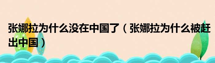 张娜拉为什么没在中国了（张娜拉为什么被赶出中国）