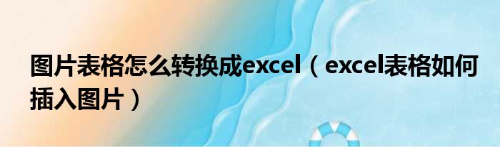 图片表格怎么转换成excel（excel表格如何插入图片）