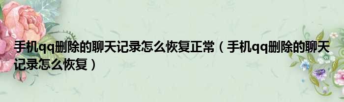 手机qq删除的聊天记录怎么恢复正常（手机qq删除的聊天记录怎么恢复）