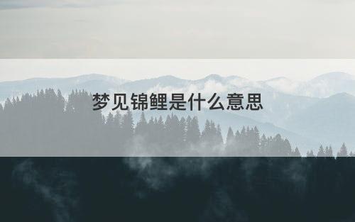 梦见锦鲤是什么意思