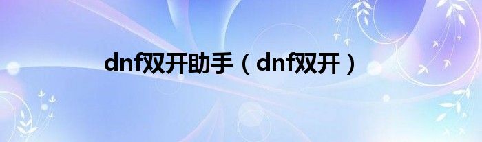 dnf双开助手（dnf双开）