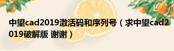 中望cad2019激活码和序列号（求中望cad2019破解版 谢谢）