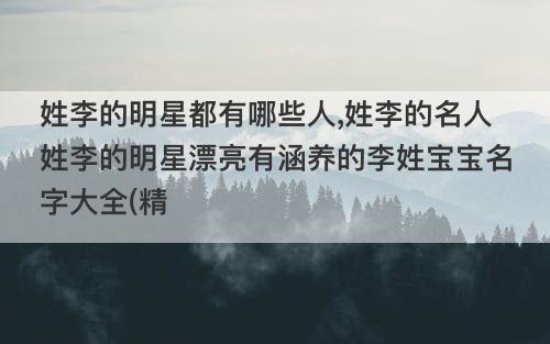 姓李的明星都有哪些人,姓李的名人姓李的明星漂亮有涵养的李姓宝宝名字大全(精