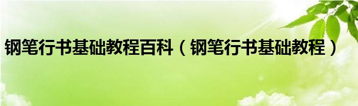 钢笔行书基础教程百科（钢笔行书基础教程）