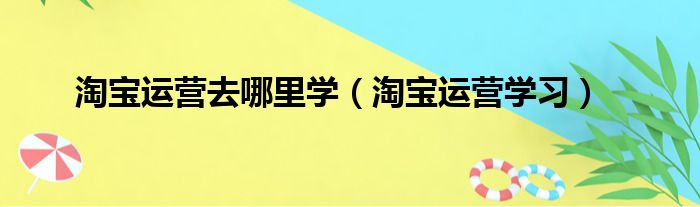 淘宝运营去哪里学（淘宝运营学习）