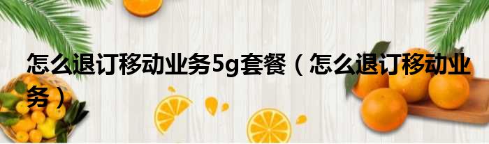 怎么退订移动业务5g套餐（怎么退订移动业务）