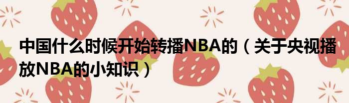 中国什么时候开始转播NBA的（关于央视播放NBA的小知识）