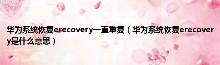 华为系统恢复erecovery一直重复（华为系统恢复erecovery是什么意思）