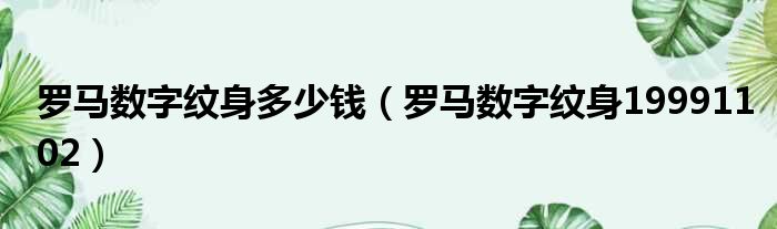 罗马数字纹身多少钱（罗马数字纹身19991102）