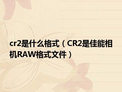 cr2是什么格式（CR2是佳能相机RAW格式文件）