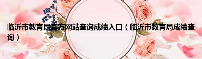 临沂市教育局官方网站查询成绩入口（临沂市教育局成绩查询）