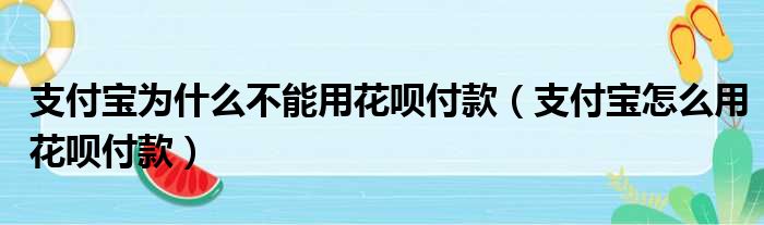 支付宝为什么不能用花呗付款（支付宝怎么用花呗付款）