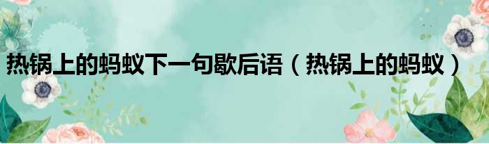 热锅上的蚂蚁下一句歇后语（热锅上的蚂蚁）