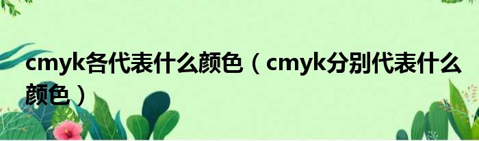 cmyk各代表什么颜色（cmyk分别代表什么颜色）