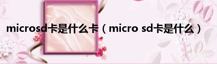 microsd卡是什么卡（micro sd卡是什么）