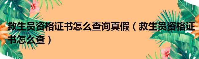 救生员资格证书怎么查询真假（救生员资格证书怎么查）