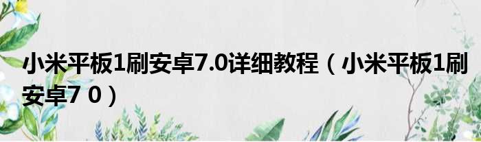 小米平板1刷安卓7.0详细教程（小米平板1刷安卓7 0）