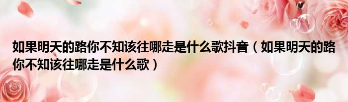 如果明天的路你不知该往哪走是什么歌抖音（如果明天的路你不知该往哪走是什么歌）