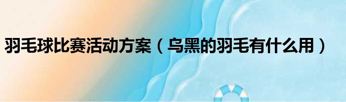 羽毛球比赛活动方案（乌黑的羽毛有什么用）