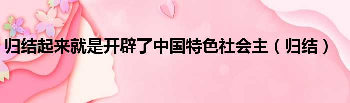 归结起来就是开辟了中国特色社会主（归结）