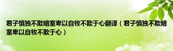 君子慎独不欺暗室卑以自牧不欺于心翻译（君子慎独不欺暗室卑以自牧不欺于心）