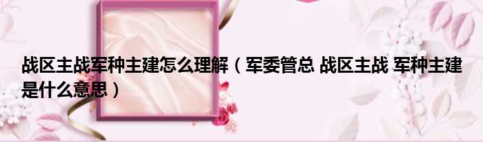 战区主战军种主建怎么理解（军委管总 战区主战 军种主建是什么意思）