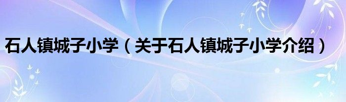  石人镇城子小学（关于石人镇城子小学介绍）