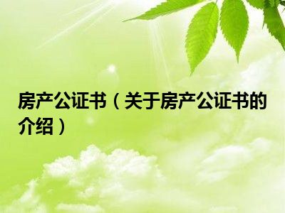 房产公证书（关于房产公证书的介绍）