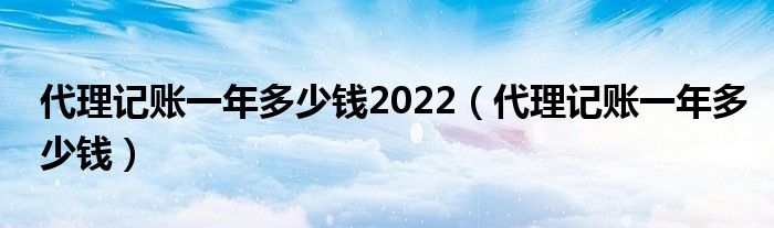 代理记账一年多少钱2022（代理记账一年多少钱）