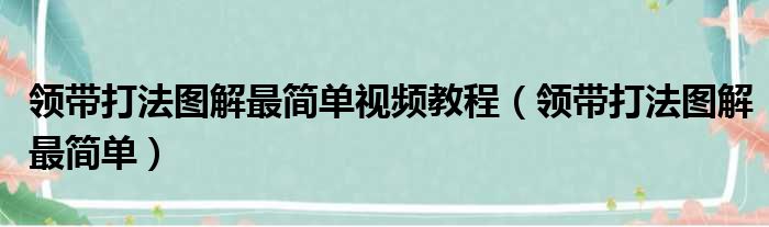 领带打法图解最简单视频教程（领带打法图解最简单）